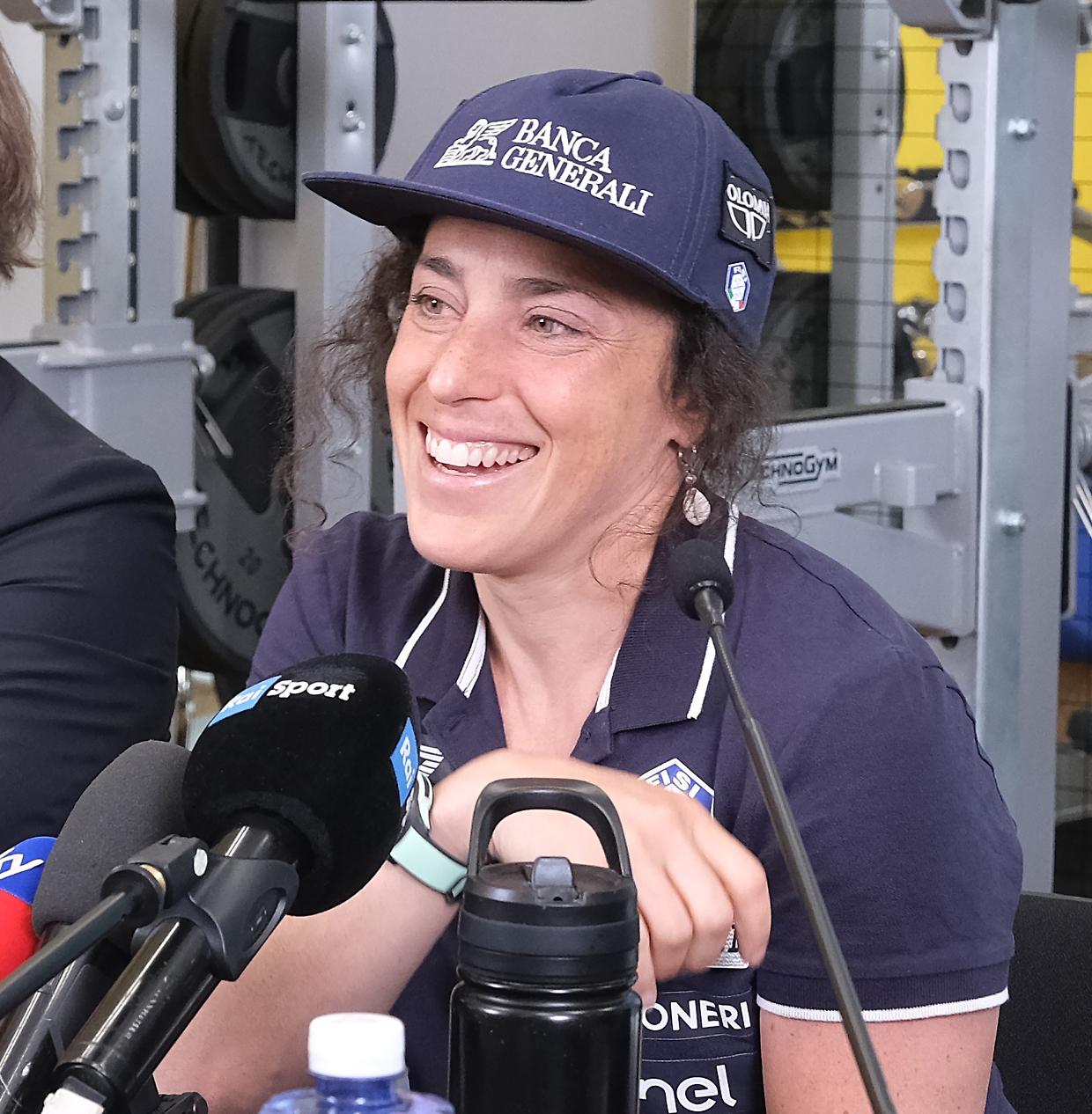 La sciatrice azzurra Federica Brignone durante la conferenza stampa al J Medical