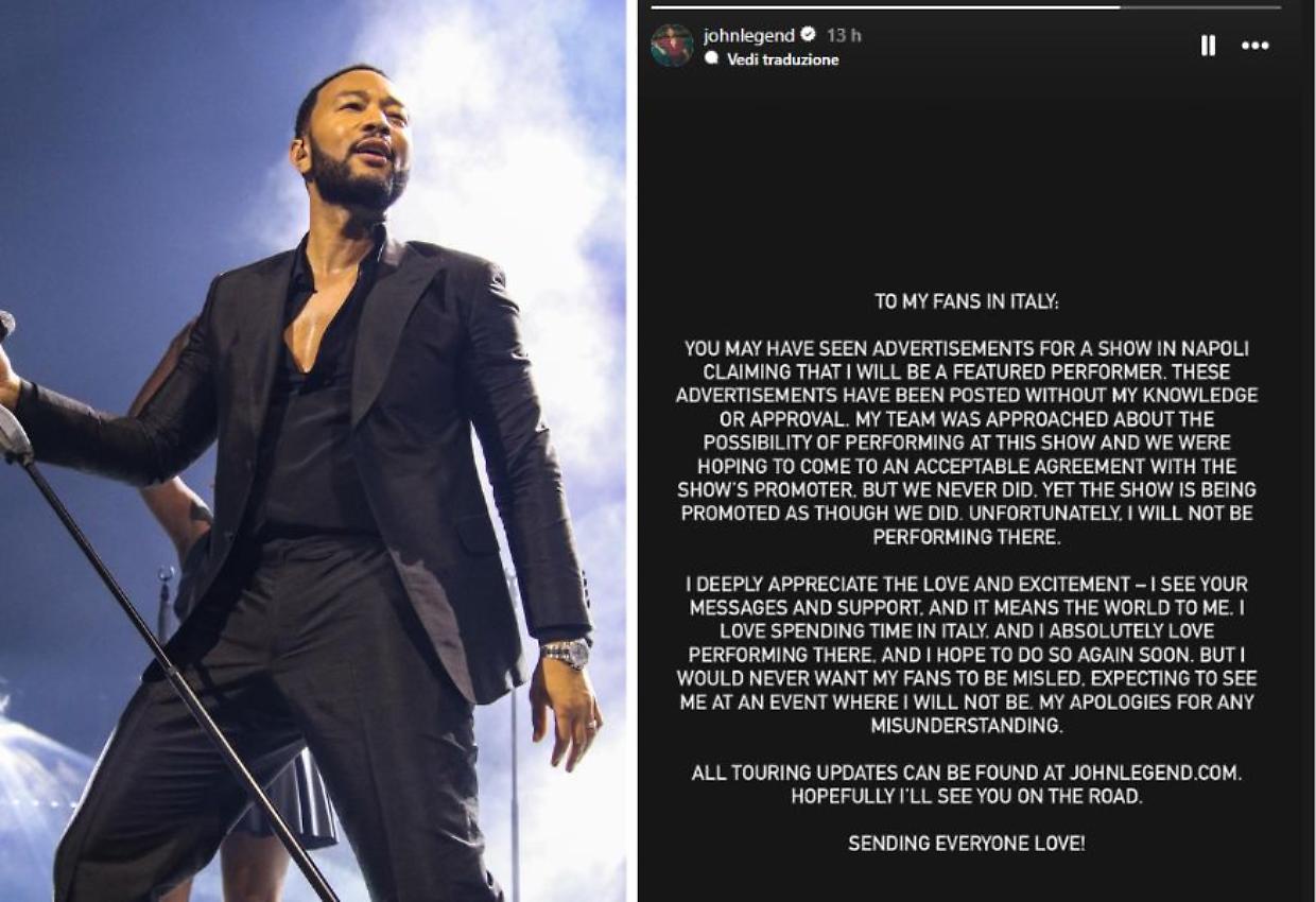E' giallo sul concerto di John Legend a Napoli, pochi biglietti venduti, spettacolo annullato a Piazza del Plebiscito