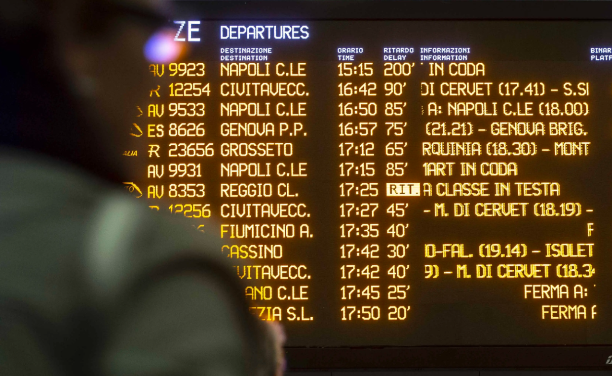 Disagi oggi sui treni: ritardi fino a 60 minuti su Alta Velocità e Regionali