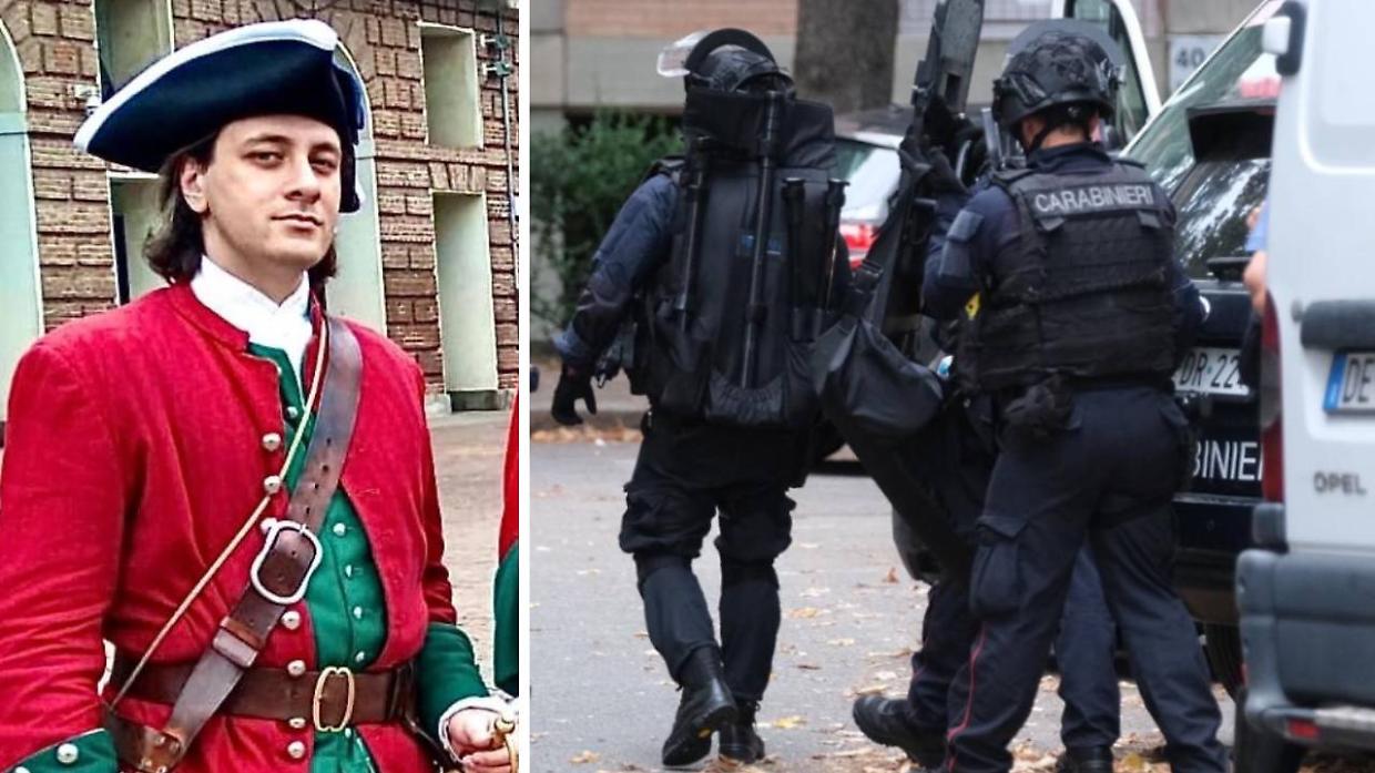 A sinistra, Francesco Saccheggiani. A destra, il blitz a Mirafiori