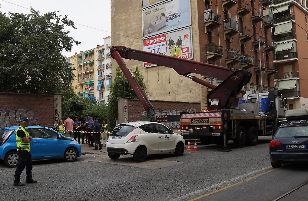 La scena dell'incidente fatale all'operaio egiziano