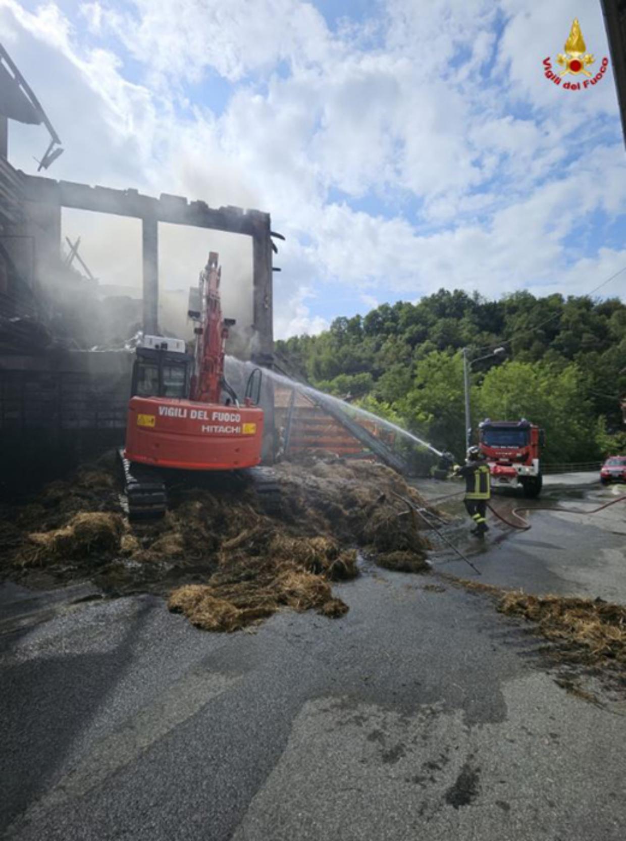 Fienile in fiamme a Castelletto d'Orba: vigili del fuoco in azione
