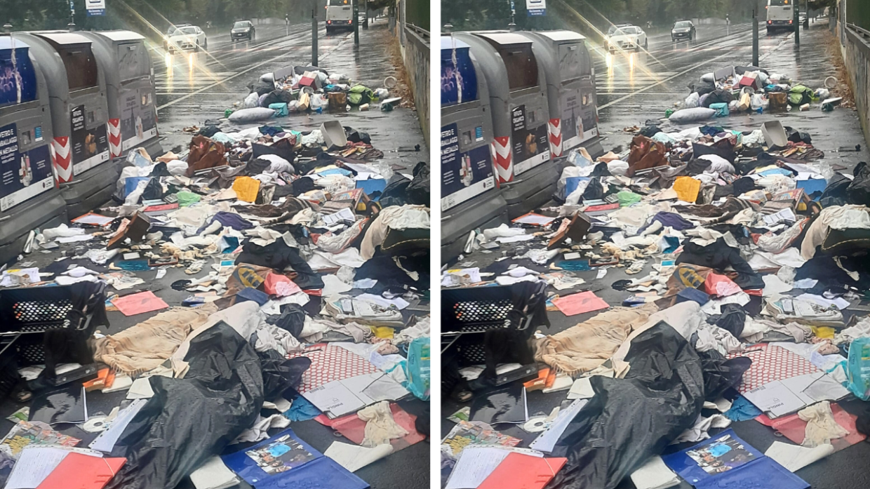 Incredibile a Torino: un marciapiede inservibile perché ricoperto dai rifiuti
