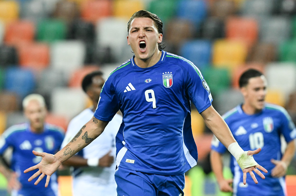 L'esultanza di Mateo Retegui in Italia-Israle 3-0 (foto GettyImage)