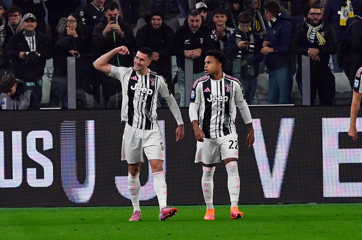 L'esultanza di Vlahovic in Juventus-Udinese 3-1