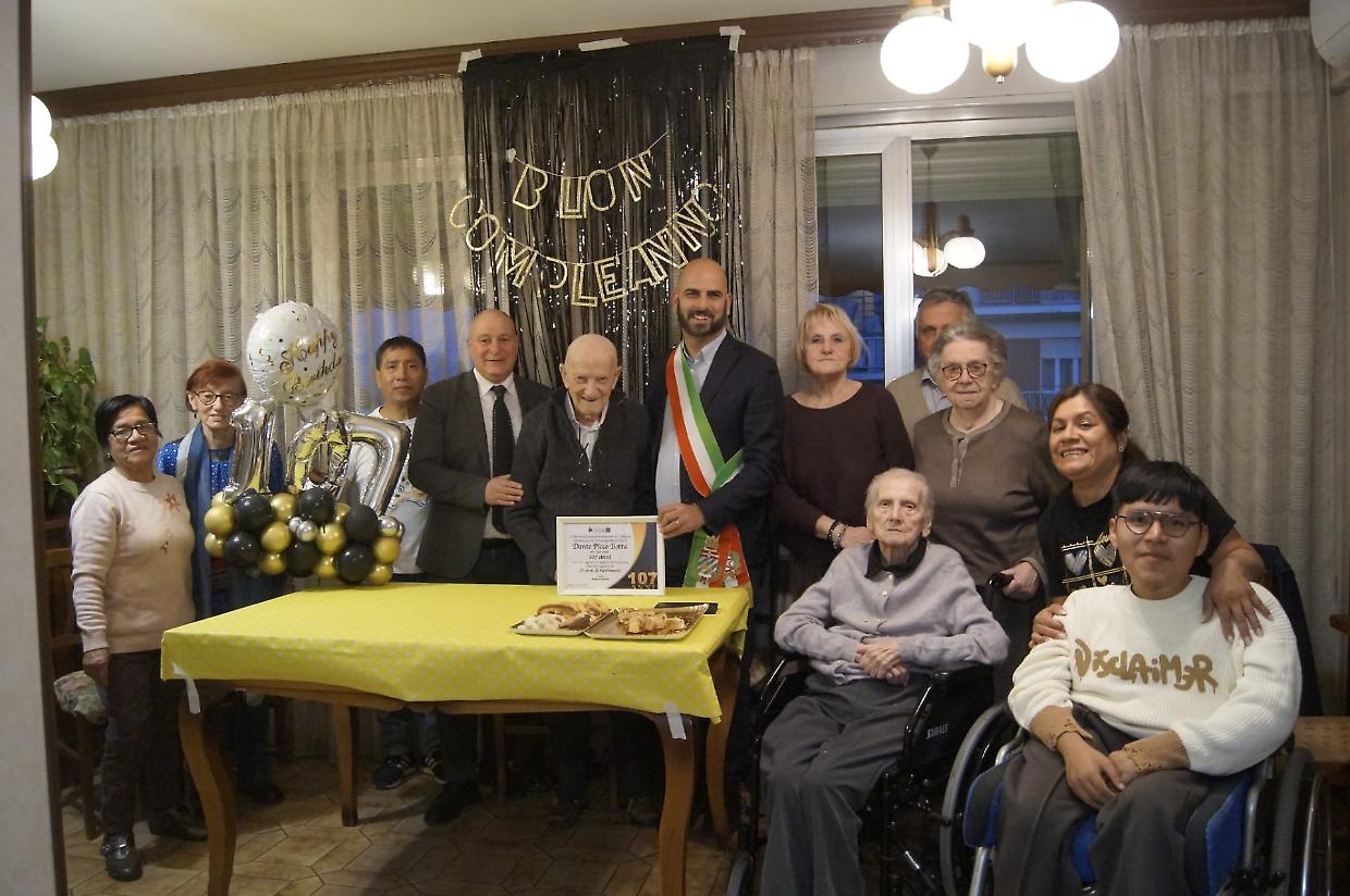 107 anni per Dante Piccobotta, Collegno festeggia il centenario più longevo 