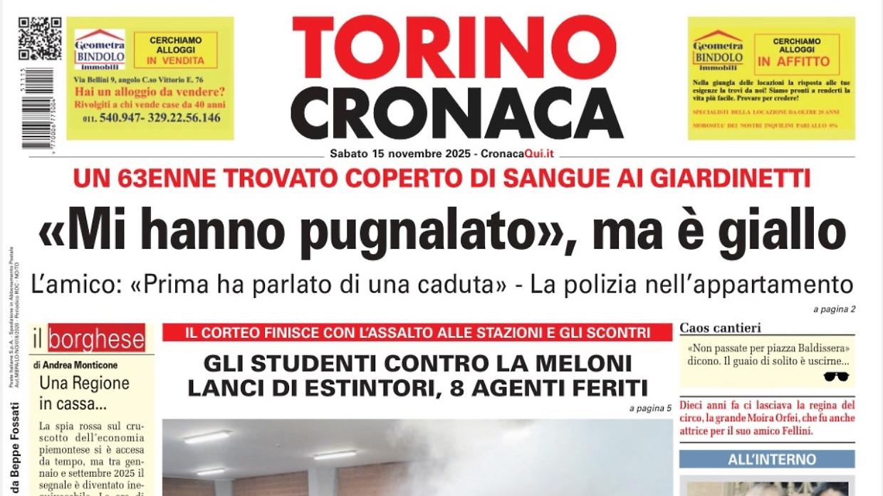 Oggi in edicola su Torino Cronaca - La prima pagina del 15 novembre 2025