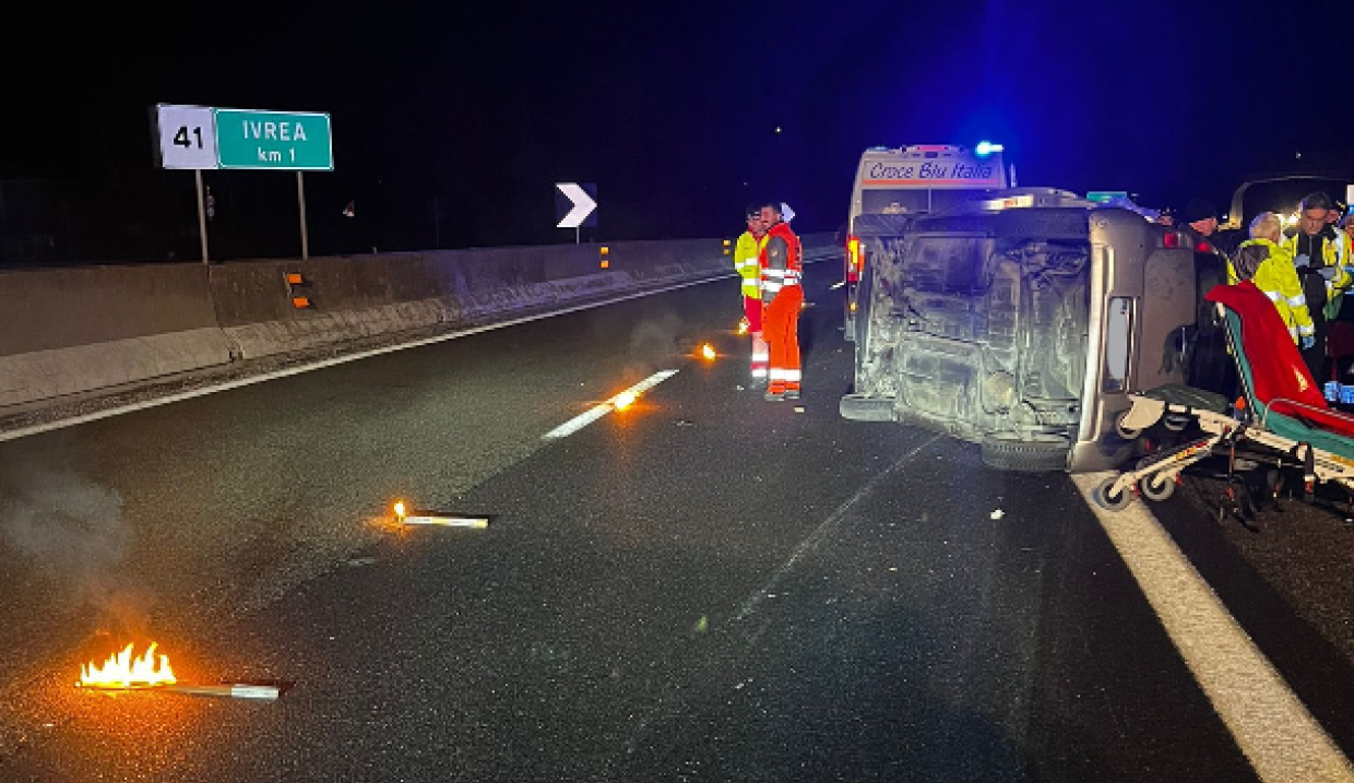 Un altro incidente sull’A5 a Ivrea, un ferito in codice giallo