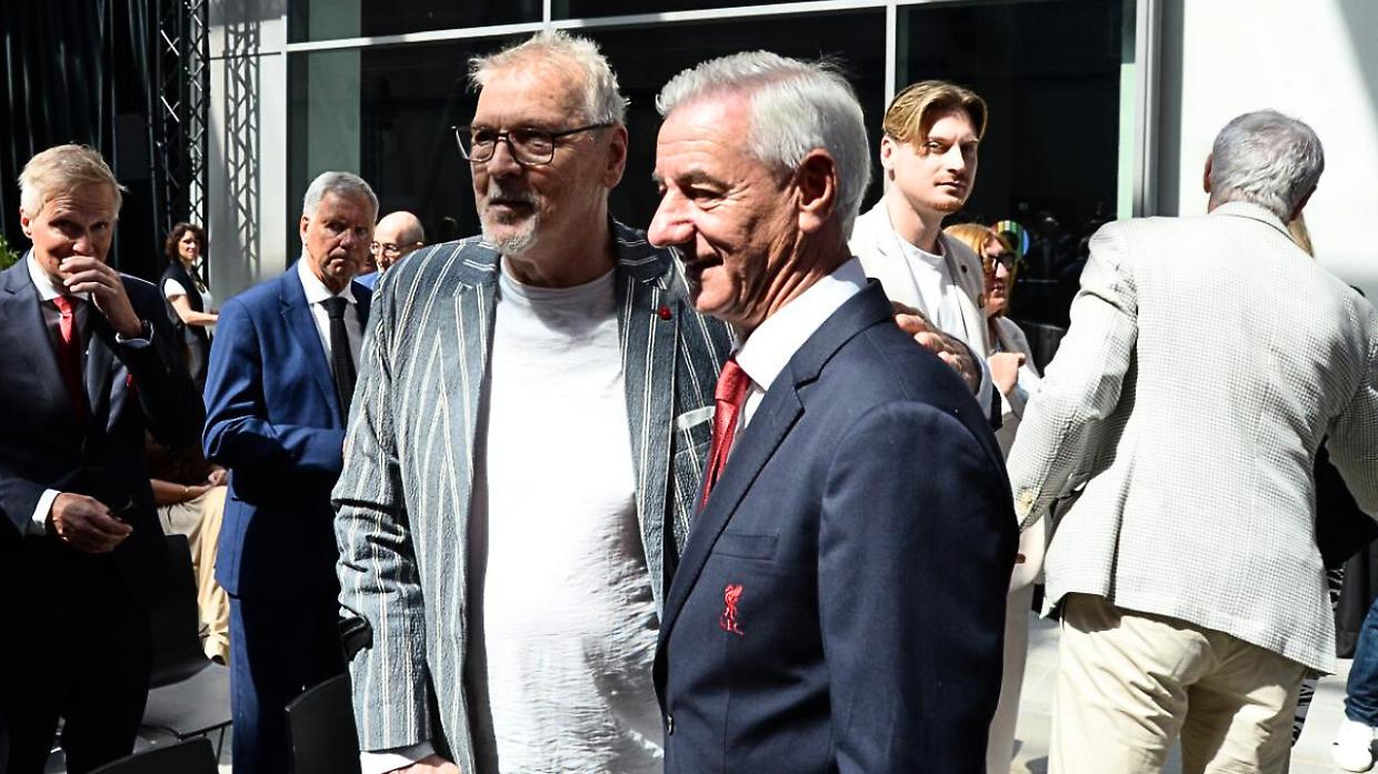 Ian Rush con Stefano Tacconi fotografati a Torino in occasione del recente anniversario della strage dell'Heysel
