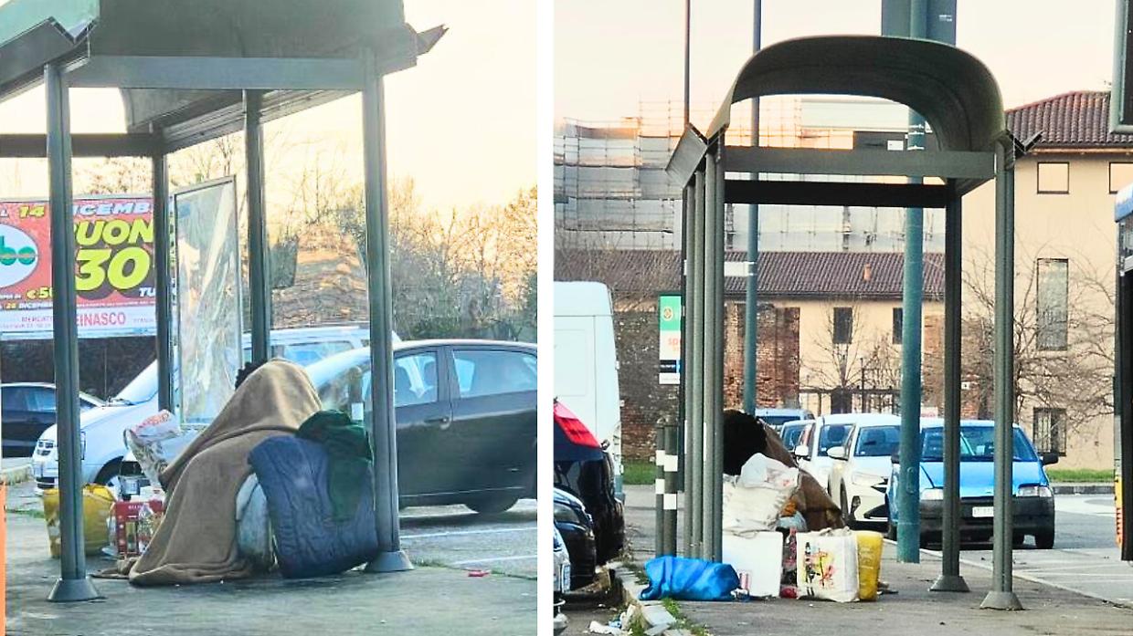La pensilina dell'autobus trasformata in casa: appello per un senzatetto al freddo 