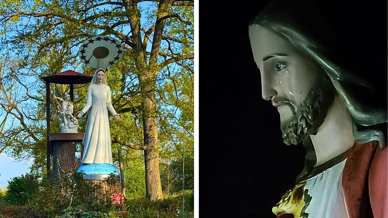 Il luogo dell'apparizione a Stupinigi e la statua di Ges&ugrave; che bagnata dalle lacrime