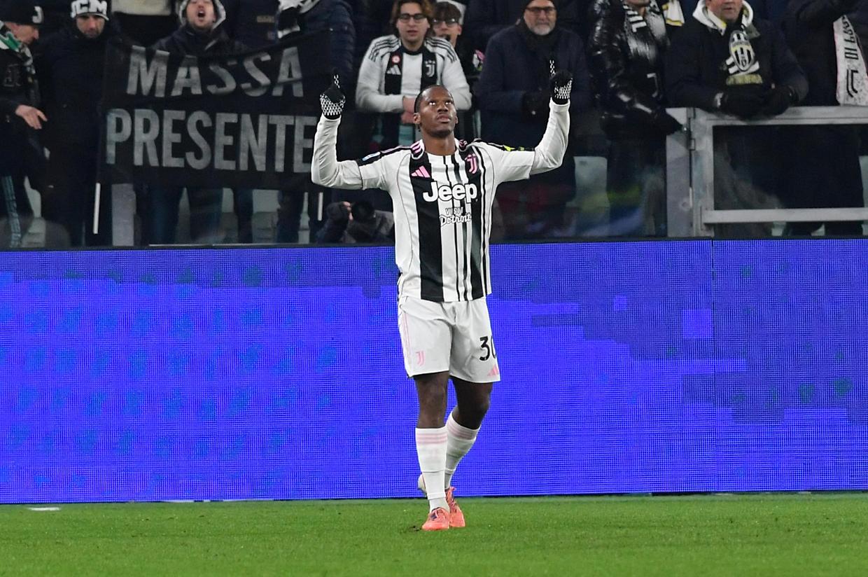 L'attaccante della Juventus, Jonathan David, durante la sfida contro la Cremonese finita 5-0