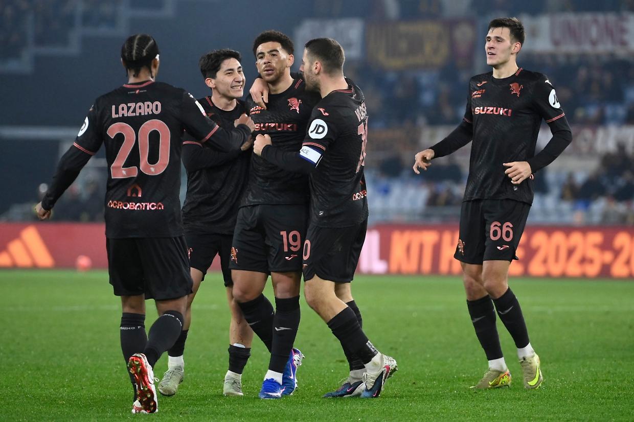 L'esultanza del Torino nella sfida di Coppa Italia contro la Roma vinta 3-2 (foto Getty Image)