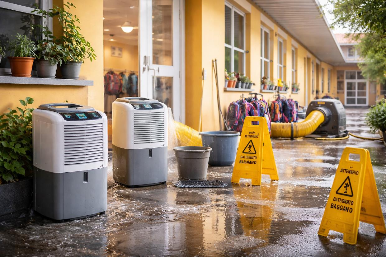 Torre Pellice, scuola ancora umida dopo l&rsquo;allagamento