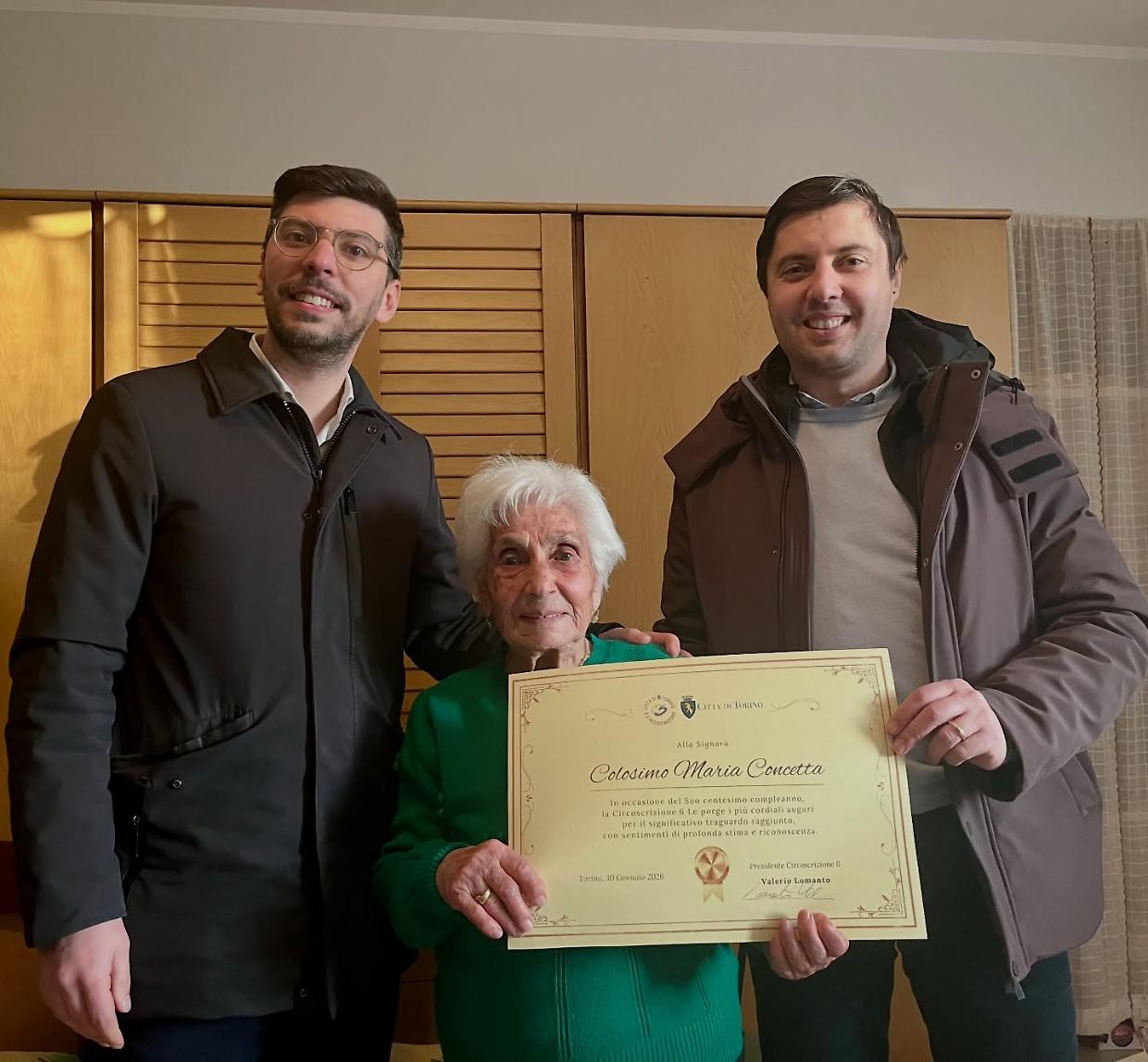 Torino, Barriera di Milano: Maria Concetta Colosimo compie 100 anni in via Lauro Rossi