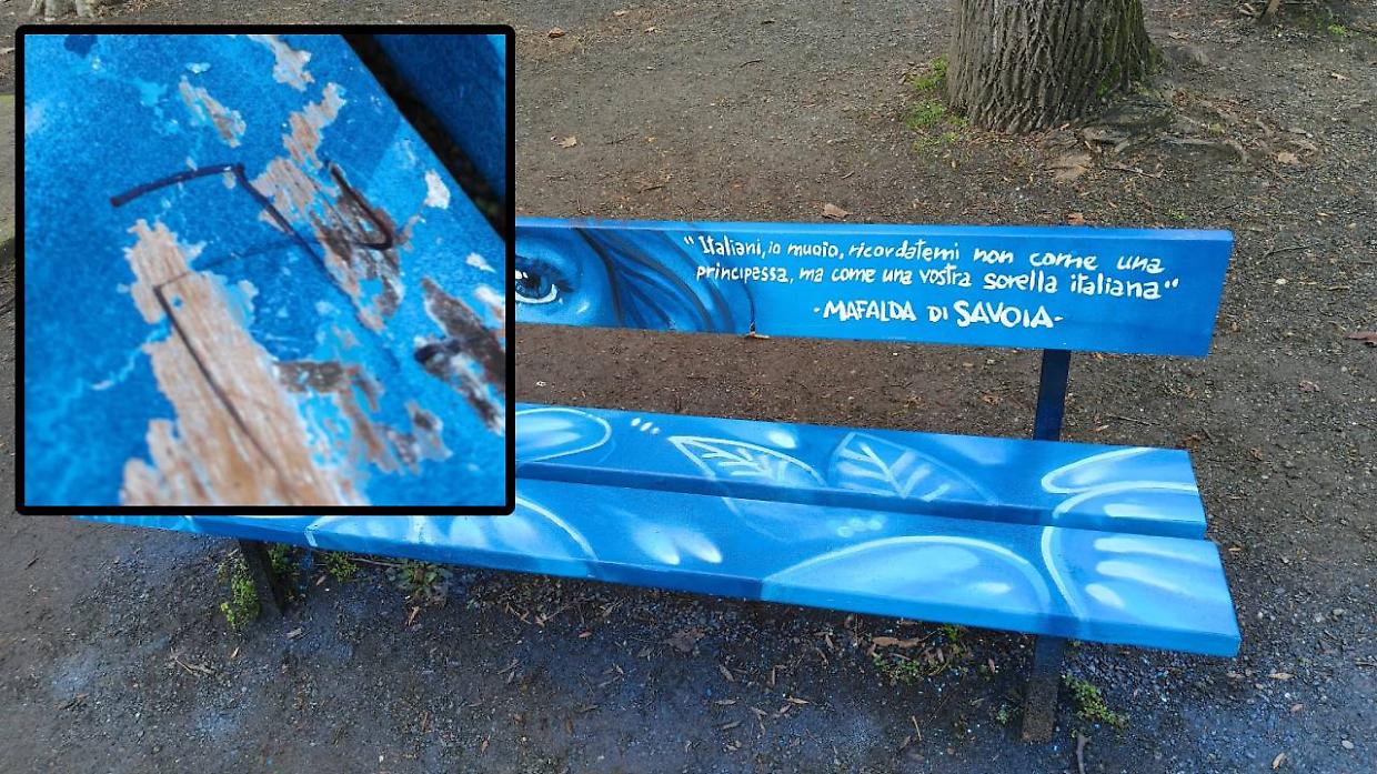 Lo sfregio alla panchina dedicata alla principessa Mafalda di Savoia