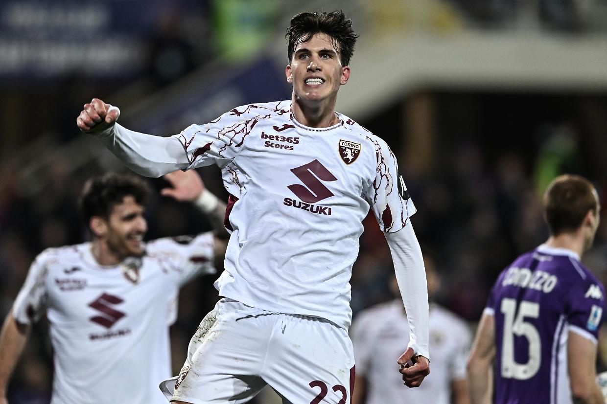 La gioia di Casadei in Fiorentina-Torino (foto Getty Images)