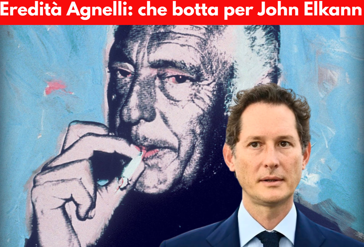 John Elkann e, sullo sfondo, l'Avvocato Agnelli