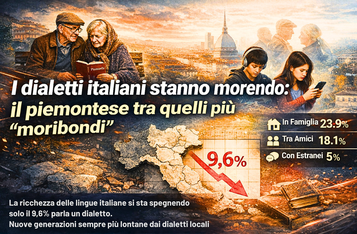 I dialetti italiani si stanno estinguendo. E il Piemontese &egrave; tra quelli meno parlati