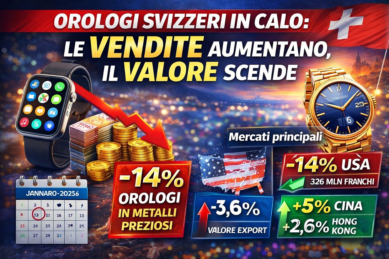 Orologi svizzeri, il tempo rallenta: valore in calo, volumi stabili. E l&rsquo;Asia torna a dare segnali