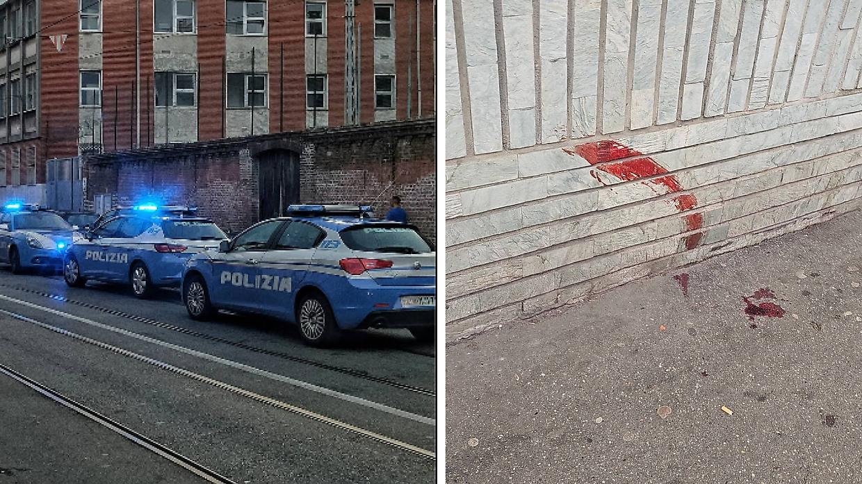 A sinistra, polizia a Barriera. A destra, il sangue in via Sempione