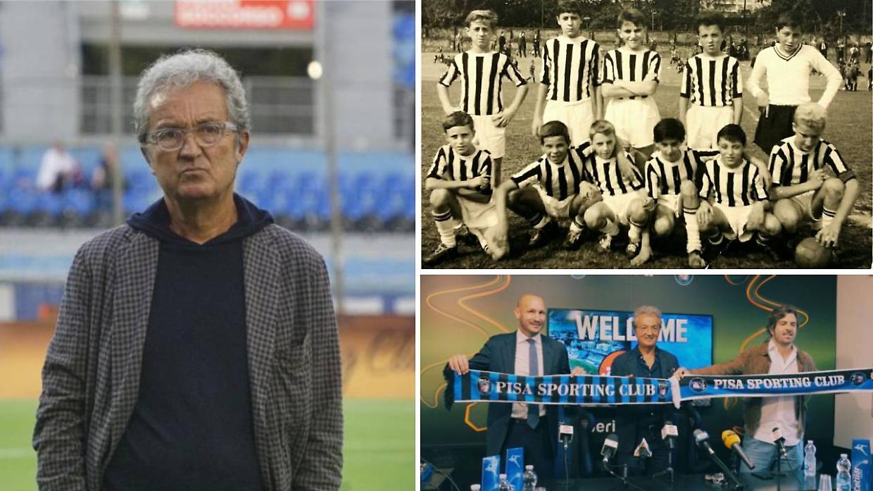 A sinistra, Giuseppe Corrado. A destra, sopra nelle giovanili Juve (Corrado &egrave; a fianco del portiere) e sotto da patron del Pisa