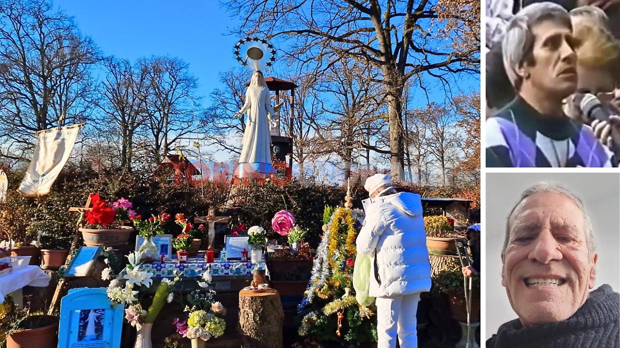 Il luogo delle apparizioni a Stupinigi. A lato, Eugenio Pailo negli anni &lsquo;90 e, sotto, oggi