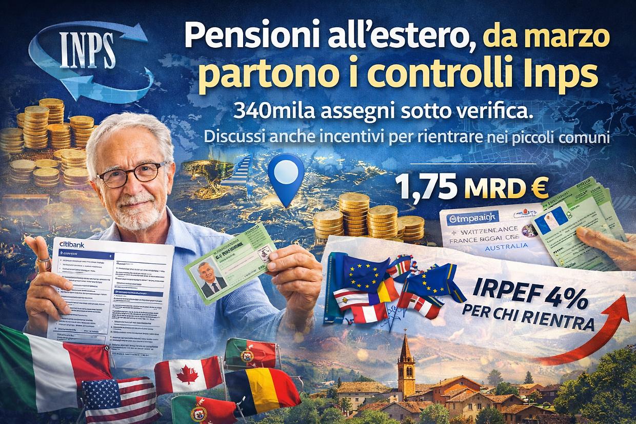 Pensioni all&rsquo;estero, via alla verifica di esistenza in vita: numeri, scadenze e nuovi sconti fiscali