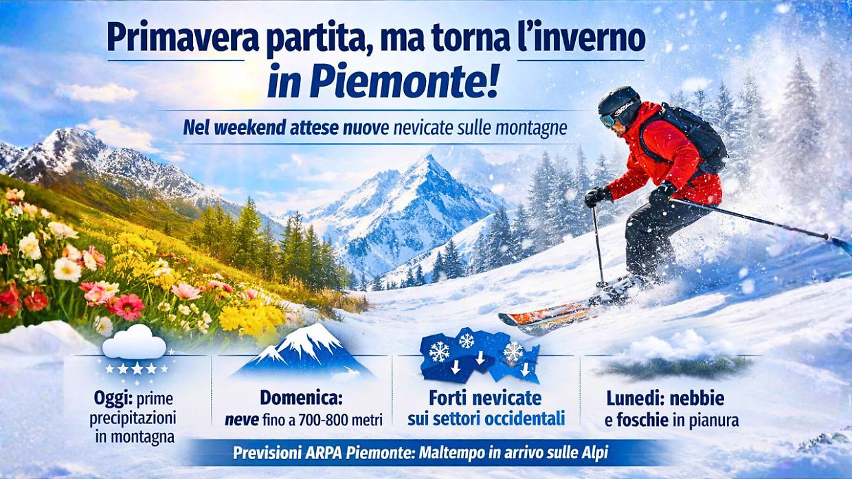 Meteo: &egrave; iniziata la primavera ma non in Piemonte. Un'altra nevicata nel fine settimana 