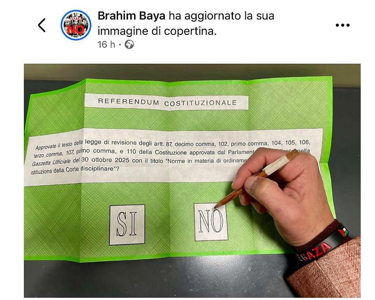 Baya, la scheda del referendum sui social e il caso politico