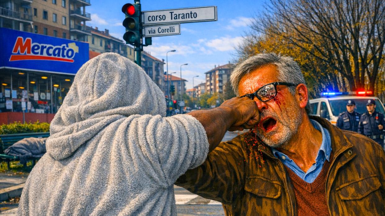 Follia a Torino: un anziano preso a pugni in strada da un uomo in accappatoio