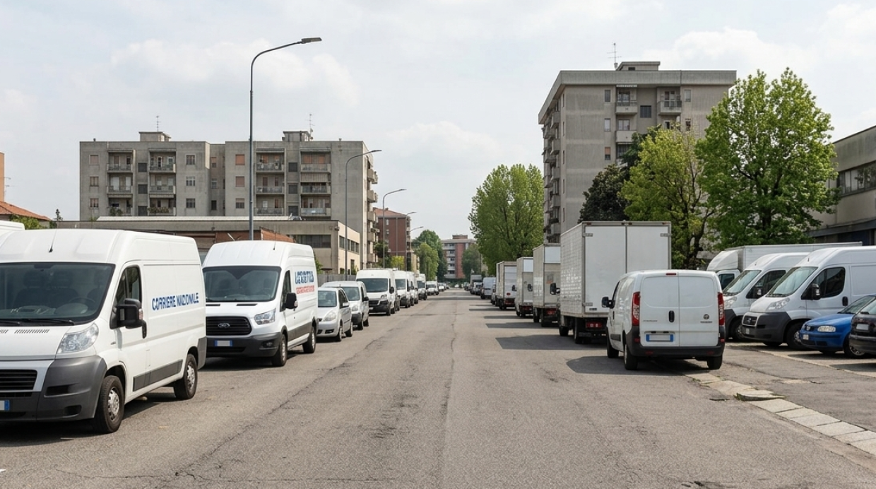 Parcheggi occupati dai furgoni a noleggio a Mirafiori sud