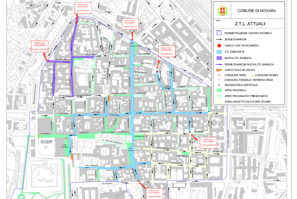 Novara, ZTL: scatta la fase 2 in zona Basilica, ecco cosa cambia e da quando