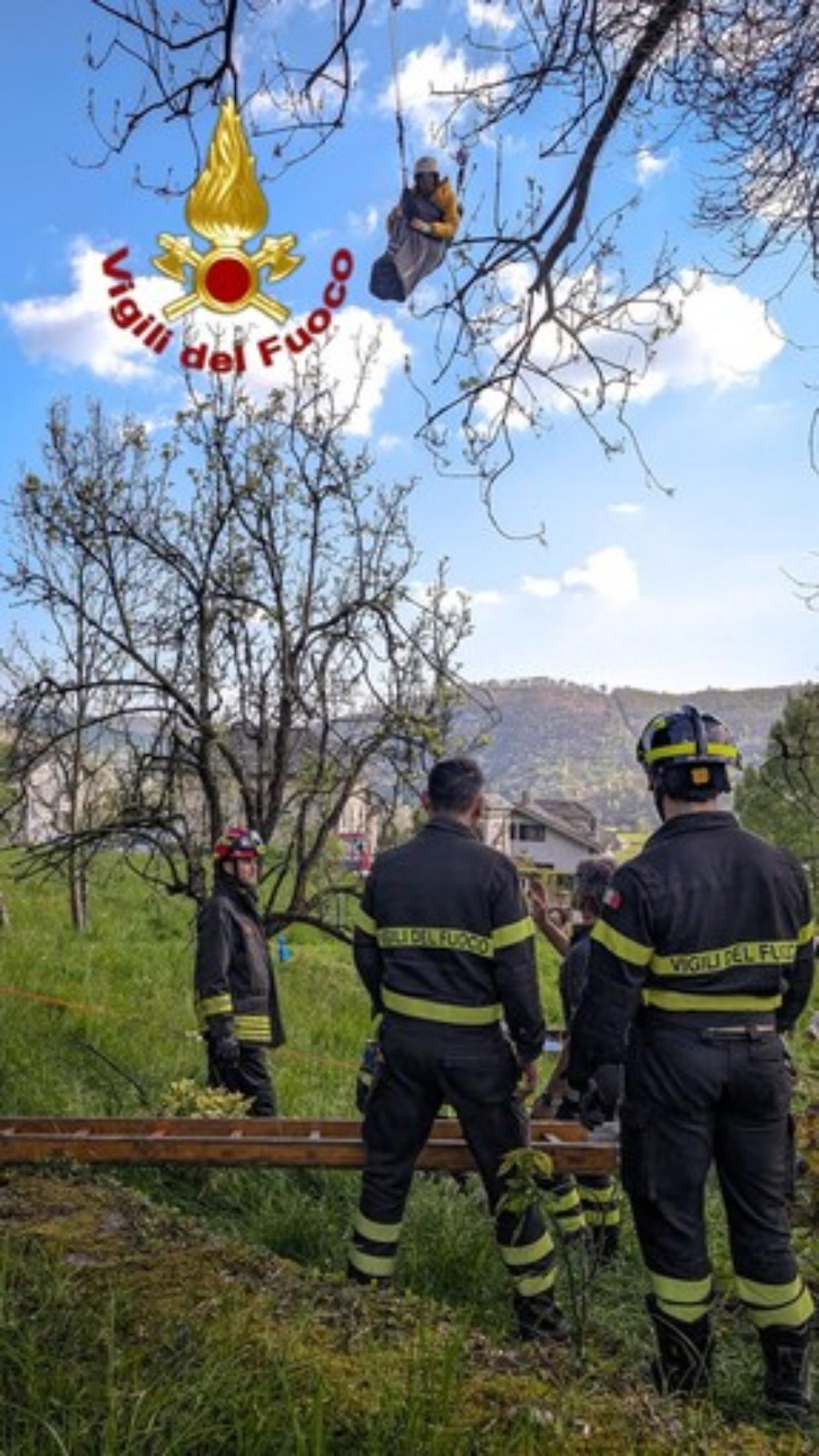 Vico Canavese, parapendista finisce contro un albero, salvato dai vigili del fuoco