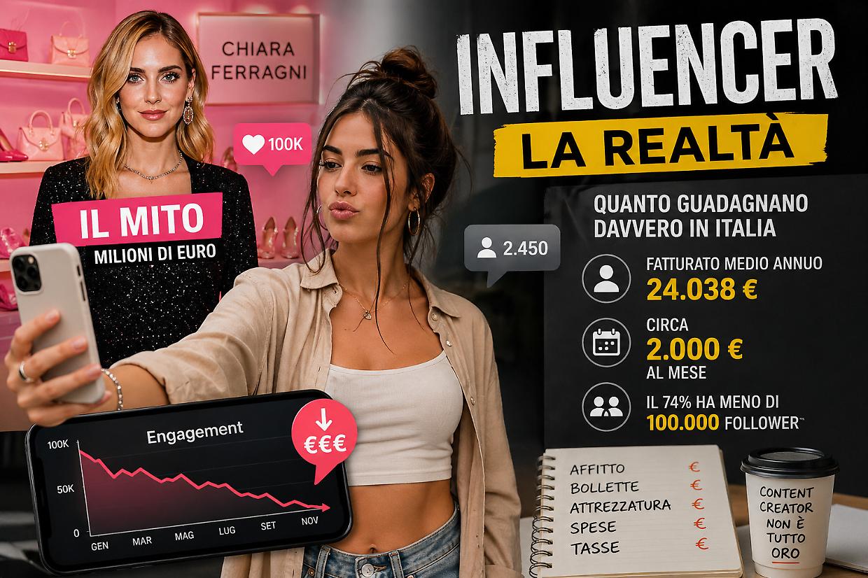 Influencer, il lavoro che tutti vedono ma pochi inquadrano: 40mila professionisti, solo il 2,5% col nuovo Ateco