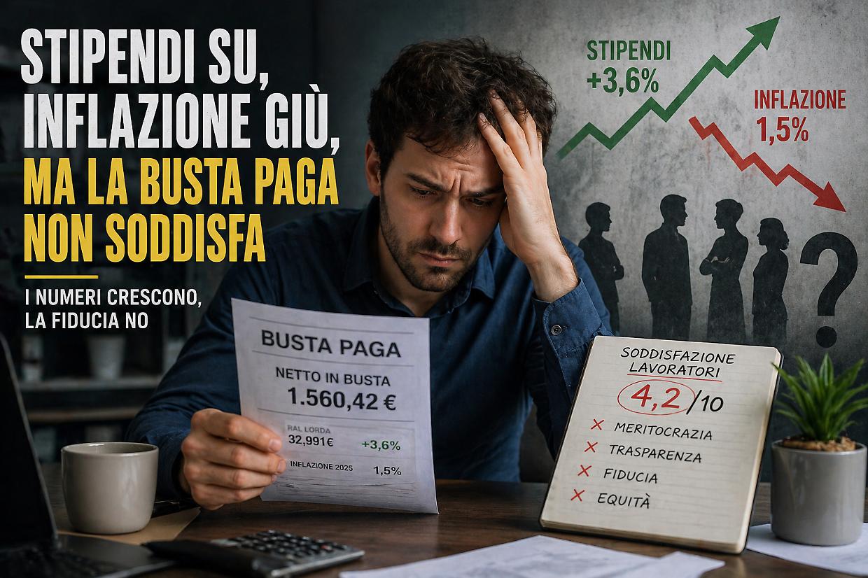 Stipendi su, soddisfazione gi&ugrave;: perch&eacute; sei lavoratori su dieci bocciano la busta paga