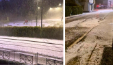 Torino, violenta grandinata in provincia. Strade imbiancate e trasformate in fiumi