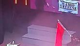 Rizzo con la bandiera "Cairo Vattene" al Teatro Alfieri insieme a Giuseppe Cruciani