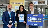Ryanair, 20 milioni di passeggeri all'aeroporto di Torino Caselle. E si festeggia con il terzo aereo