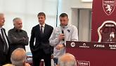 Il tecnico del Torino, Roberto D'Aversa, alla conferenza di presentazione de "La Partita della Storia"