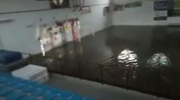 Il palasport è completamente allagato: sembra una piscina
