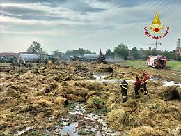 Oltre 250 balle di fieno in fiamme in deposito: intervento dei vigili del fuoco [FOTO]
