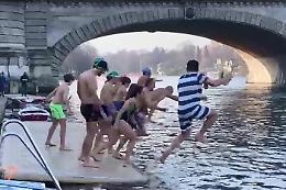 Gli "Orsi Polari" a Torino: tuffo nel Po per il cimento invernale [VIDEO]