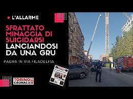 Sfrattato minaccia di suicidarsi lanciandosi da una gru - IL VIDEO