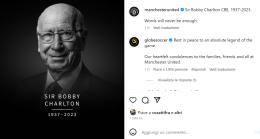 Addio a Sir Bobby Charlton, leggenda del calcio inglese e del Manchester United