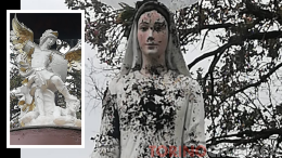 La Madonnina di Stupinigi imbrattata nella notte di Halloween 
