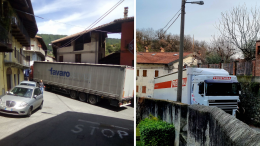 In Canavese una trappola per i Tir: i camion si incastrano e la colpa è del navigatore 