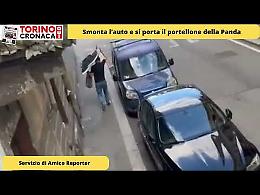 Smonta una Fiat Panda in pieno giorno e si porta via il portellone - IL VIDEO