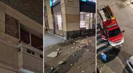 Tragedia sfiorata in corso Agnelli: le lastre di pietra si staccano e crollano sul marciapiede