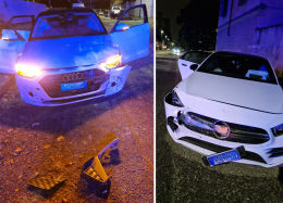 Schianto fra Audi e Mercedes in piena notte: quattro persone ferite